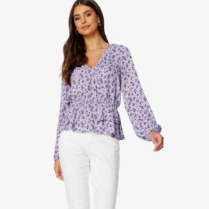 New classynest Purple Floral Peplum Top